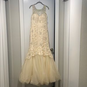 Cream colored lace formal dress